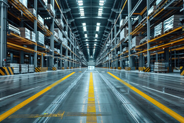 Obraz premium Modern large warehouse with wide passageways