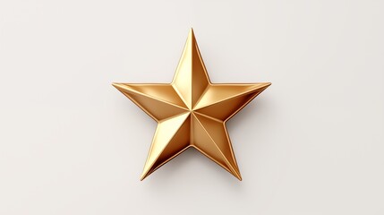 Obraz premium Shiny Golden Five-Pointed Metallic Star Symbol on a Neutral Background
