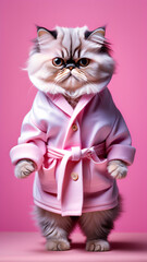 AI generated image of a cat on pink background