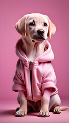 AI generated image of labrador retriever on pink background