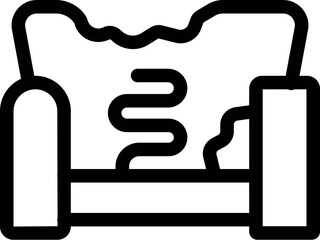 Black outline icon of a stove top heating element warming up and glowing red hot