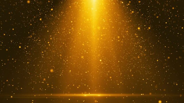 Beautiful particle spots slowly falling under neon lights