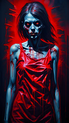 AI generated image of an art of a zombie girl