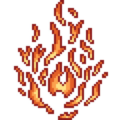 pixel art of abstract fire symbol