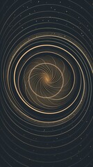Fototapeta premium Abstract digital artwork golden spiral patterns set against dark background, creating mesmerizing visual effect.