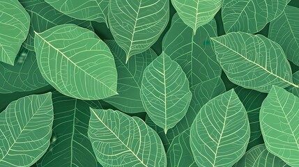Close-up of green leaf pattern, showcasing a detailed and natural design perfect for backgrounds, wallpapers, and botanical themes.
