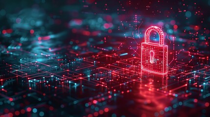 security lock on computer circuit board - computer security concept