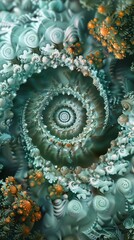 Intricate fractal art featuring mesmerizing spiral patterns vibrant colors, creating stunning abstract visual experience.
