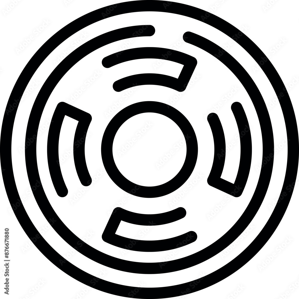 Poster simple black and white icon of a round object with circles, evoking a sense of minimalism and graphi
