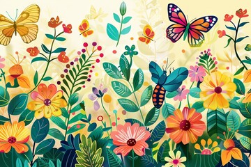 A Vibrant Spring Garden Illustration