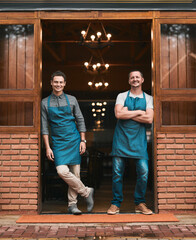 People, restaurant and portrait of man with confidence, professional and teamwork for small...
