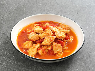 A Chinese delicacy, scrambled eggs with tomatoes