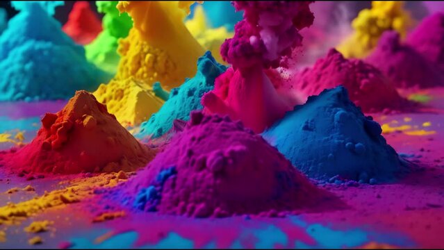 Colorful Holi Festival Powder Explosions Video