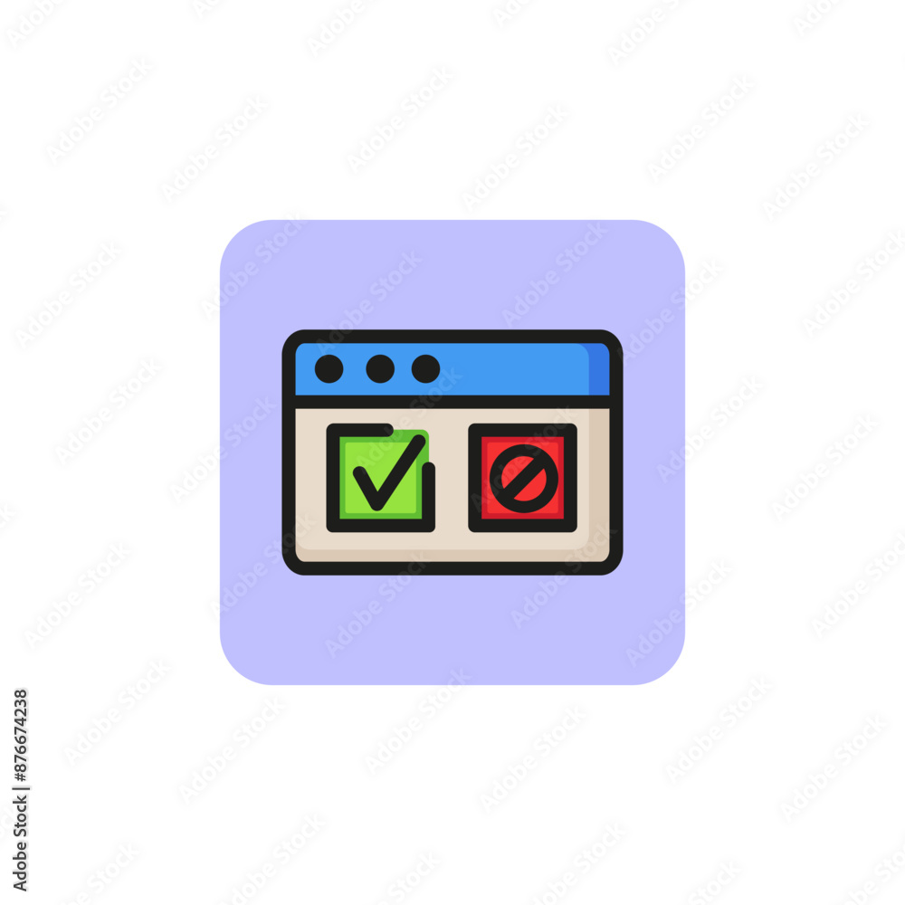 Poster browser window with checkboxes line icon. questionnaire, electronic form, program authorization. sur