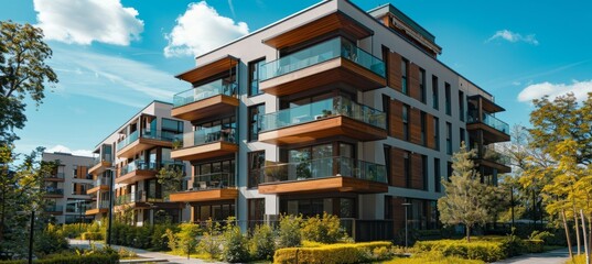 Real estate residential apartment building. Generative AI technology.	
