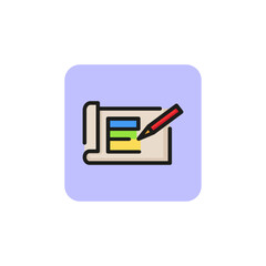 Fototapeta premium Pencil drawing construction plan line icon. Project, drawing, blueprint. Engineering concept. Vector illustration can be used for topics like construction, architecture, business