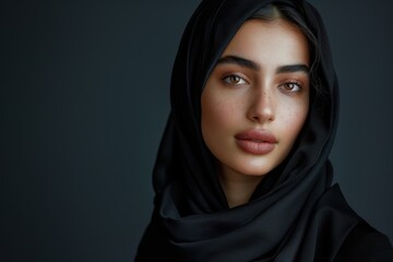 Naklejka premium Close-Up Portrait of a Woman in a Black Hijab