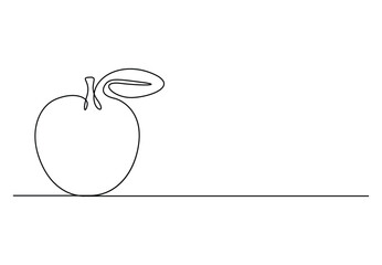 Red apple continuous one line drawing vector illustration. Pro vector 