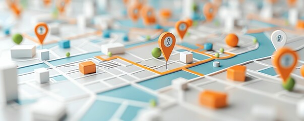 Close-up of map with multiple location pins.