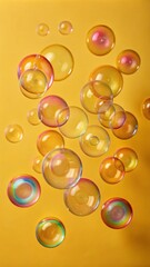 A bunch of colorful bubbles floating in the air