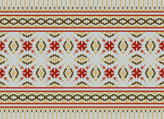 Ethnic Cross Stitch Pattern. Ethnic Neckline Embroidery Design. Geometric Neckline Traditional Stitch Pattern. Textile Collar Shirts Fashion.