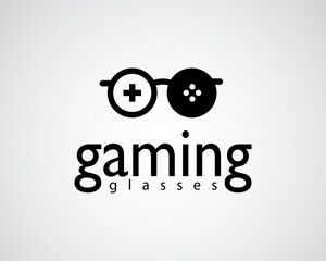 creative glasses in the shape of gaming sticks logo for glasses store ,optic and others