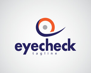 abstract eye with a tick underneath that forms a person raising their hand logo for eye medical ,optic and others