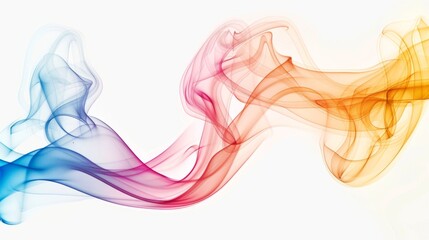 Fototapeta premium Abstract flow of colorful smoke in swirling curve on white background