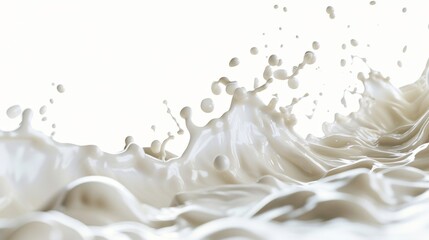 abstract splash of milk captured in flowing motion on white background