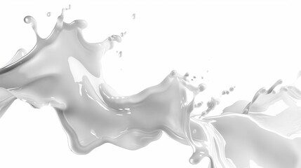 abstract splash of milk captured in flowing motion on white background