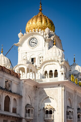 Obraz premium View of details of architecture inside Golden Temple - Harmandir Sahib in Amritsar, Punjab, India, Famous indian sikh landmark, Golden Temple, the main sanctuary of Sikhs in Amritsar, India