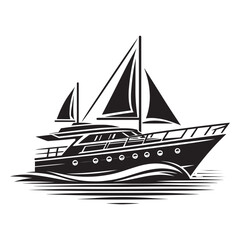 Boat silhouette vector illustration isolated on a white background