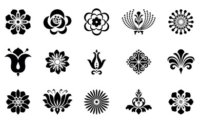 Flowers icon set. Flowers isolated on transparent background. Flowers in modern simple. Cute round flower plant nature collection. Vector illustrator