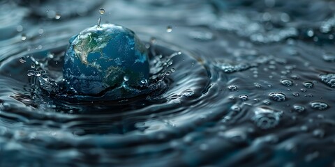 Earthshaped globe made of water to celebrate World Water Day. Concept World Water Day, Water Conservation, Sustainable Globe, Earth's Water, Global Awareness