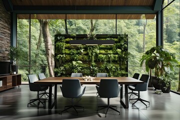 Fototapeta premium Empty Modern Office Space Blurred Background 