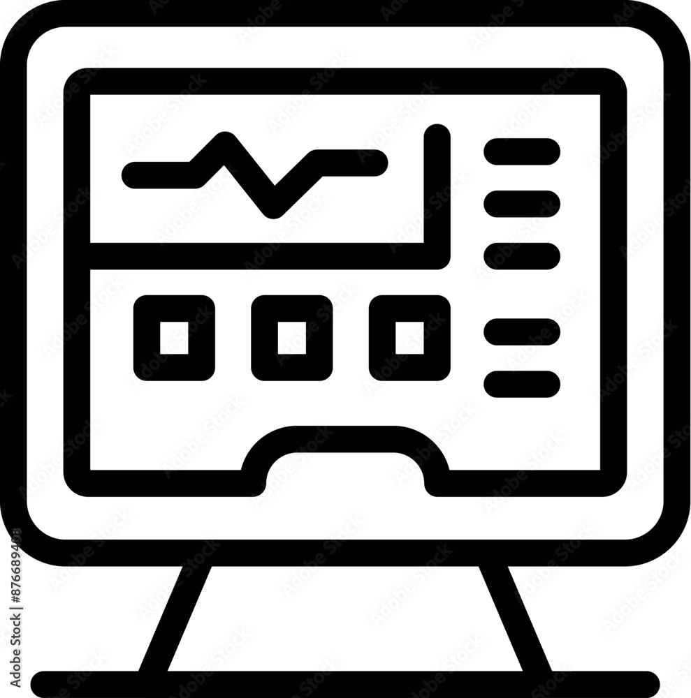Poster icon of a computer monitor showing financial statistics, perfect for projects related to business an
