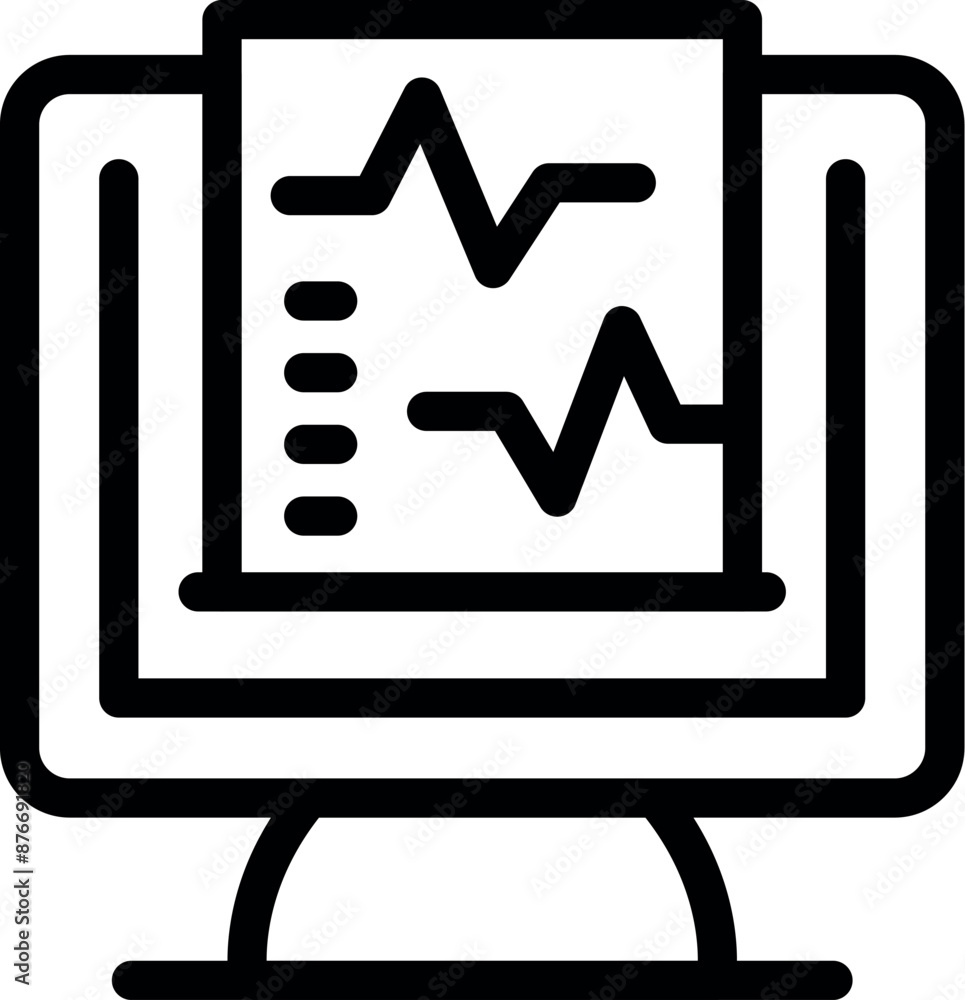 Poster computer is displaying a medical analysis with an ekg line, indicating patient monitoring and health