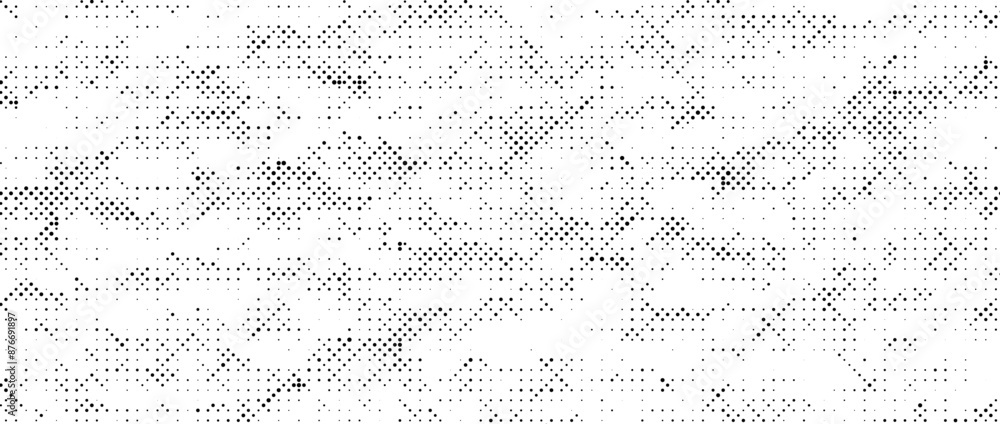 Poster Pixelated grain texture bitmap. Dither grunge background. Abstract dotted glitchy pattern. Video game screen wallpaper. Comic halftone overlay. Retro pixel art backdrop. Rough speckles effect vector