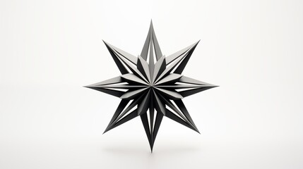 Obraz premium Intricate Three-Dimensional Geometric Origami Star Sculpture on White Background Demonstrating Sharp Angles and Symmetry