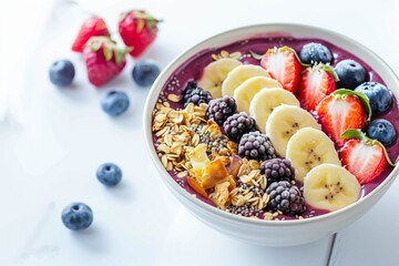 Smoothie Bowl with Acai, Berries, and Banana Slices