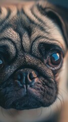 Playful Pug in a Garden Setting. Cute Pug enjoying the outdoors concept