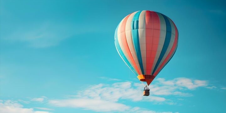 Whimsical shapes on a colorful hot air balloon soaring in the sky. Concept Dreamy Hot Air Balloon