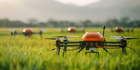 Innovative Farm Drones Advancing Modern Agriculture with Minimalistic Design. Concept Agricultural Drones, Modern Farming, Innovation in Agriculture, Minimalistic Design, Technology Advancements