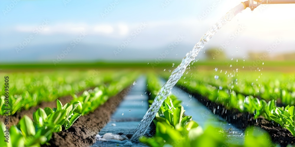 Poster optimizing water usage in precision agriculture with smart irrigation systems. concept water conserv