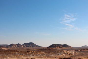 landscape in the desert, black and white desert, Egypt