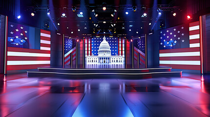 The podium in the US election television studio