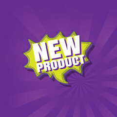 speech bubble New product pop art purple background