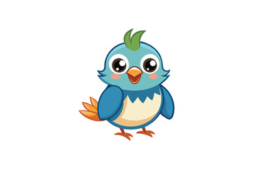 Cheerful Cartoon Bluebird and cute bird