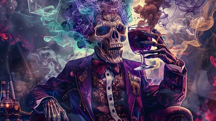 Haunting Skull Creature Enveloped in Swirling Mystical Energies