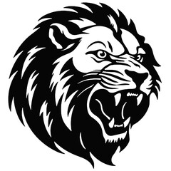 Illustration of lion with black and white style